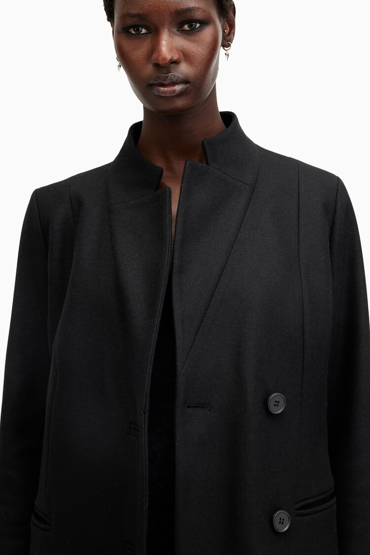 AllSaints Black Sidney Coat - Image 2 of 7