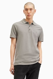 AllSaints Grey Reform Short Sleeve Polo Shirt - Image 1 of 5