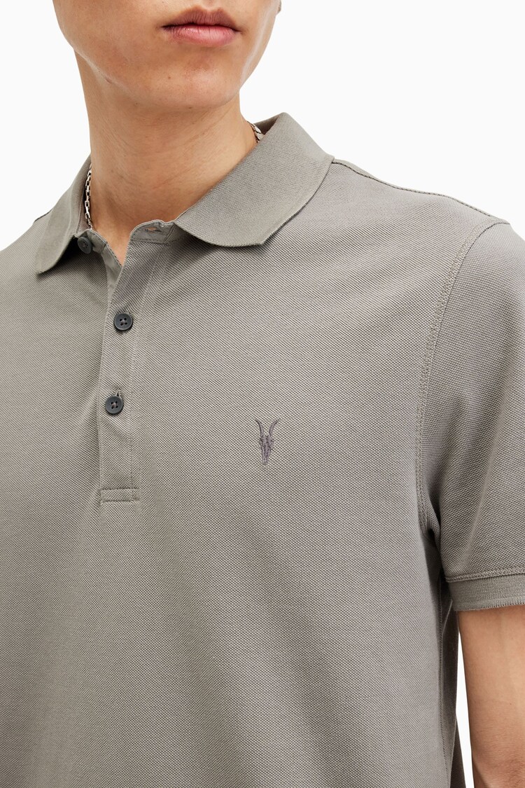 AllSaints Grey Reform Short Sleeve Polo Shirt - Image 2 of 5