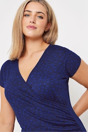 M&Co Blue Ditsy Wrap Top - Image 4 of 4