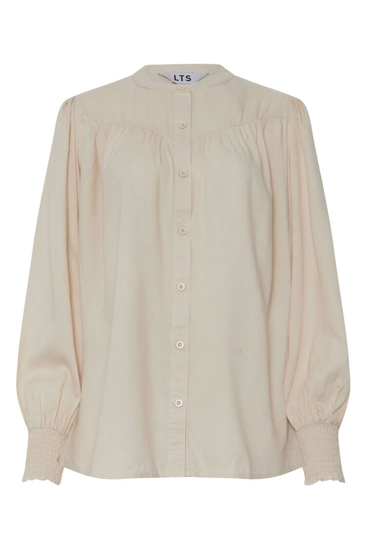 Long Tall Sally Cream Long Sleeve Yoke Shirred Cuff Blouse - Image 5 of 5