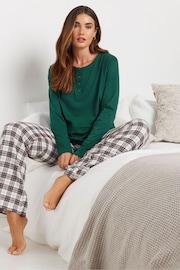 Long Tall Sally Cream Check Pyjamas Joggers - Image 1 of 5