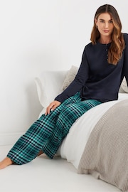 Long Tall Sally Blue Check Pyjamas Joggers - Image 2 of 5