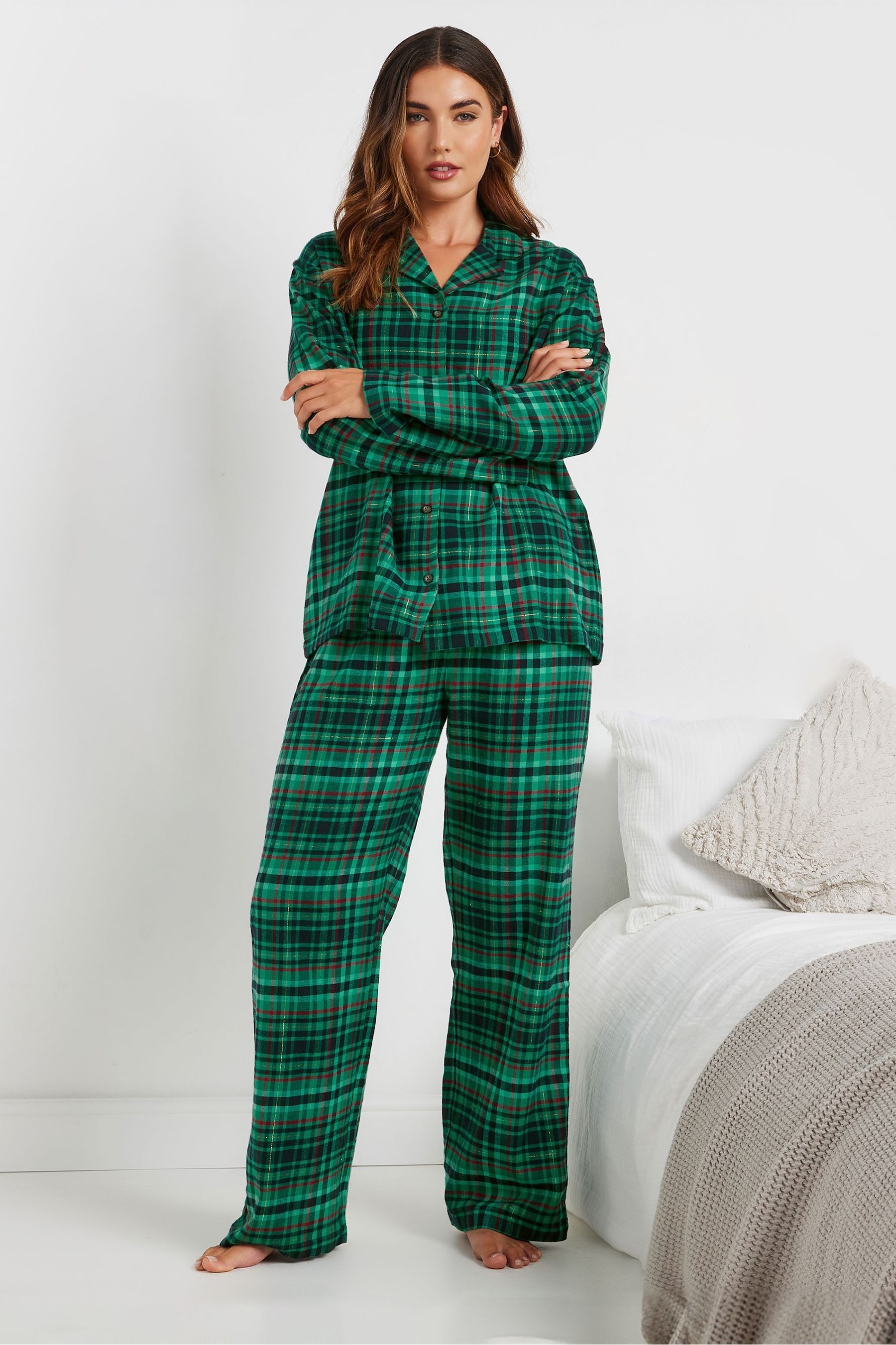 Long Tall Sally Black Green Check Pyjamas
