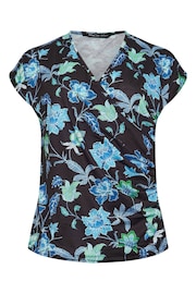 M&Co Black Flower Print Wrap Top - Image 5 of 5