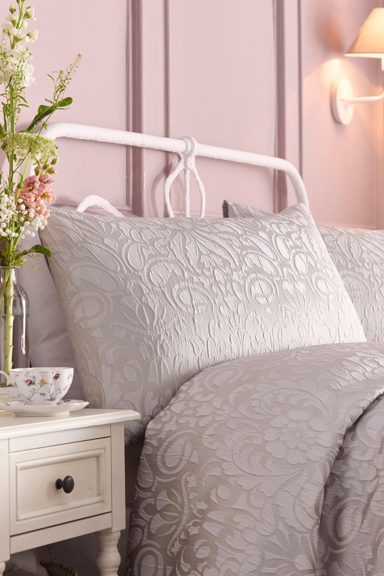 Appletree Silver Worcester Jacquard Duvet Cover Set - Image 2 of 6