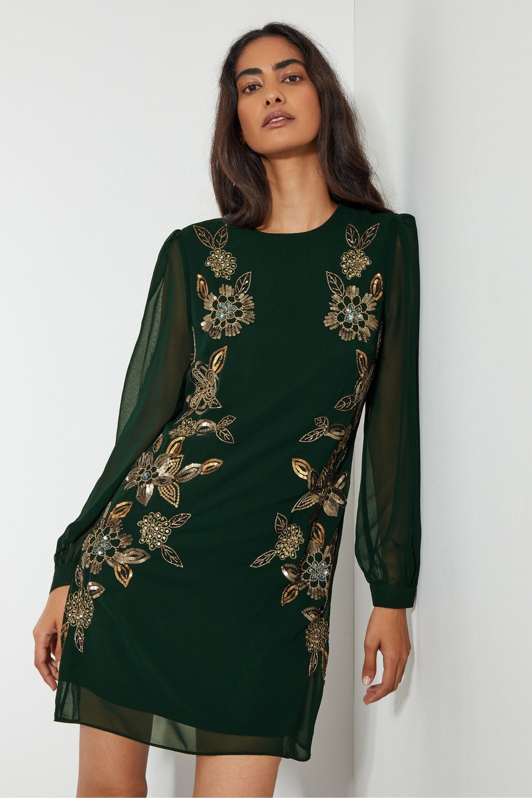 Buy Monsoon Green Emma Embellished Tunic Dress from Next Luxembourg