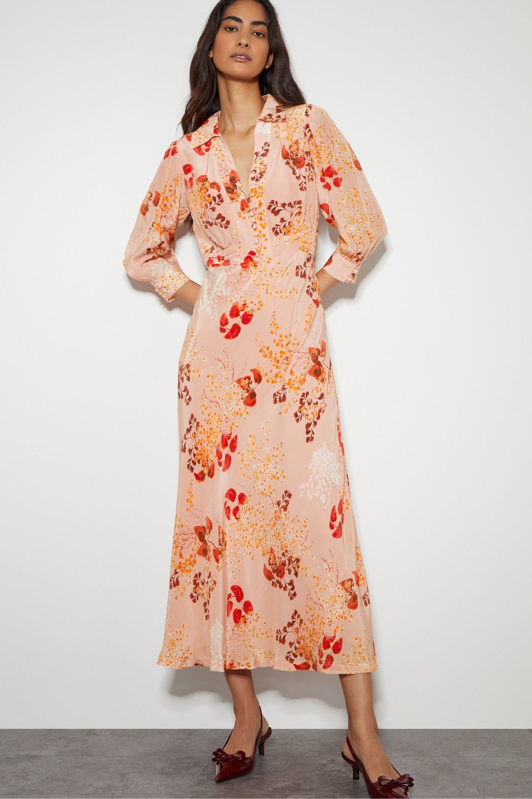 Monsoon Pink Elise Shirt Dress 8 Womens