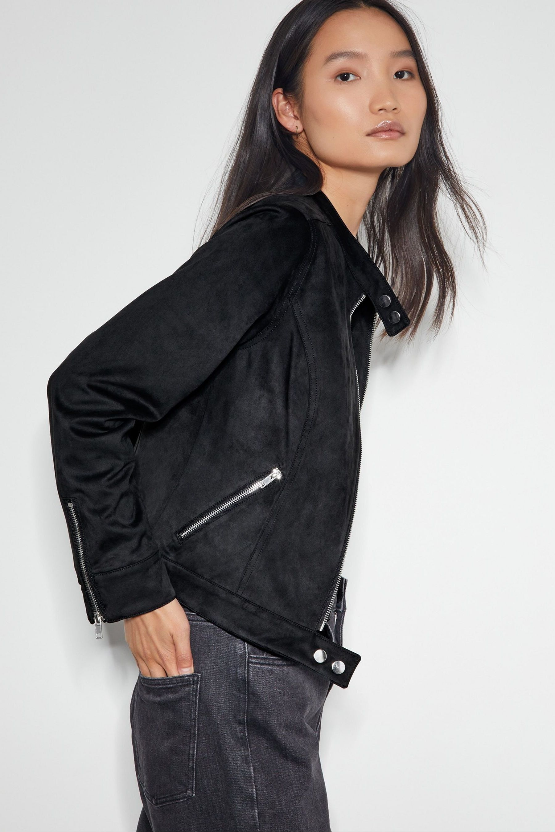 Buy Monsoon Black Sasha Suedette Biker Jacket from Next Canada