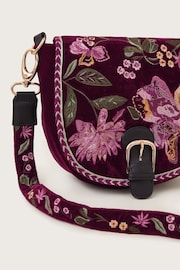 Monsoon Red Freya Embroidered Velvet Saddle Bag - Image 3 of 3