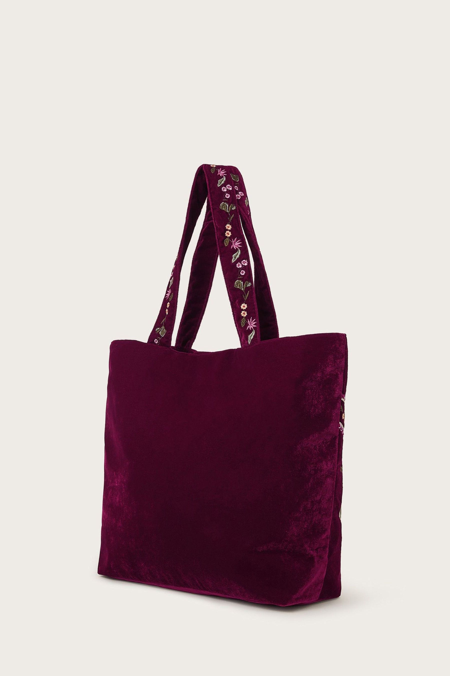 Buy Monsoon Red Freya Embroidered Velvet Tote Bag from Next Canada