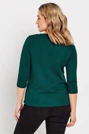 M&Co Green 100% Cotton 3/4 Sleeve Crew Neck T-Shirt - Image 2 of 5