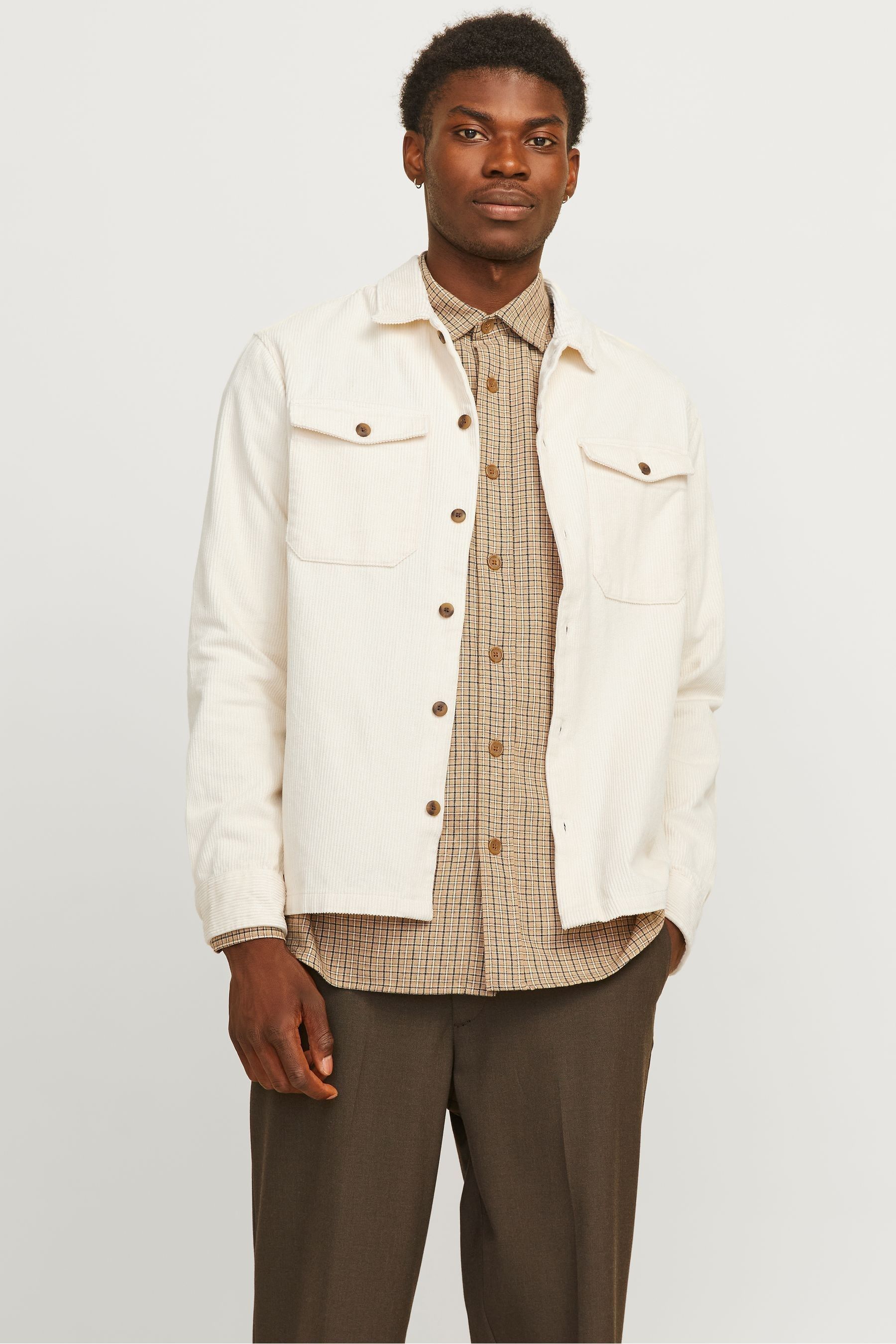 Jack Jones Comfort Fit Corduroy Overshirt Male White M