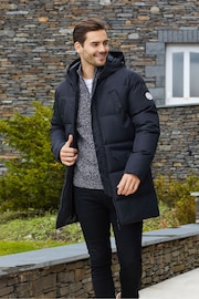 Threadbare Black Showerproof Longline Padded Jacket - Image 1 of 5