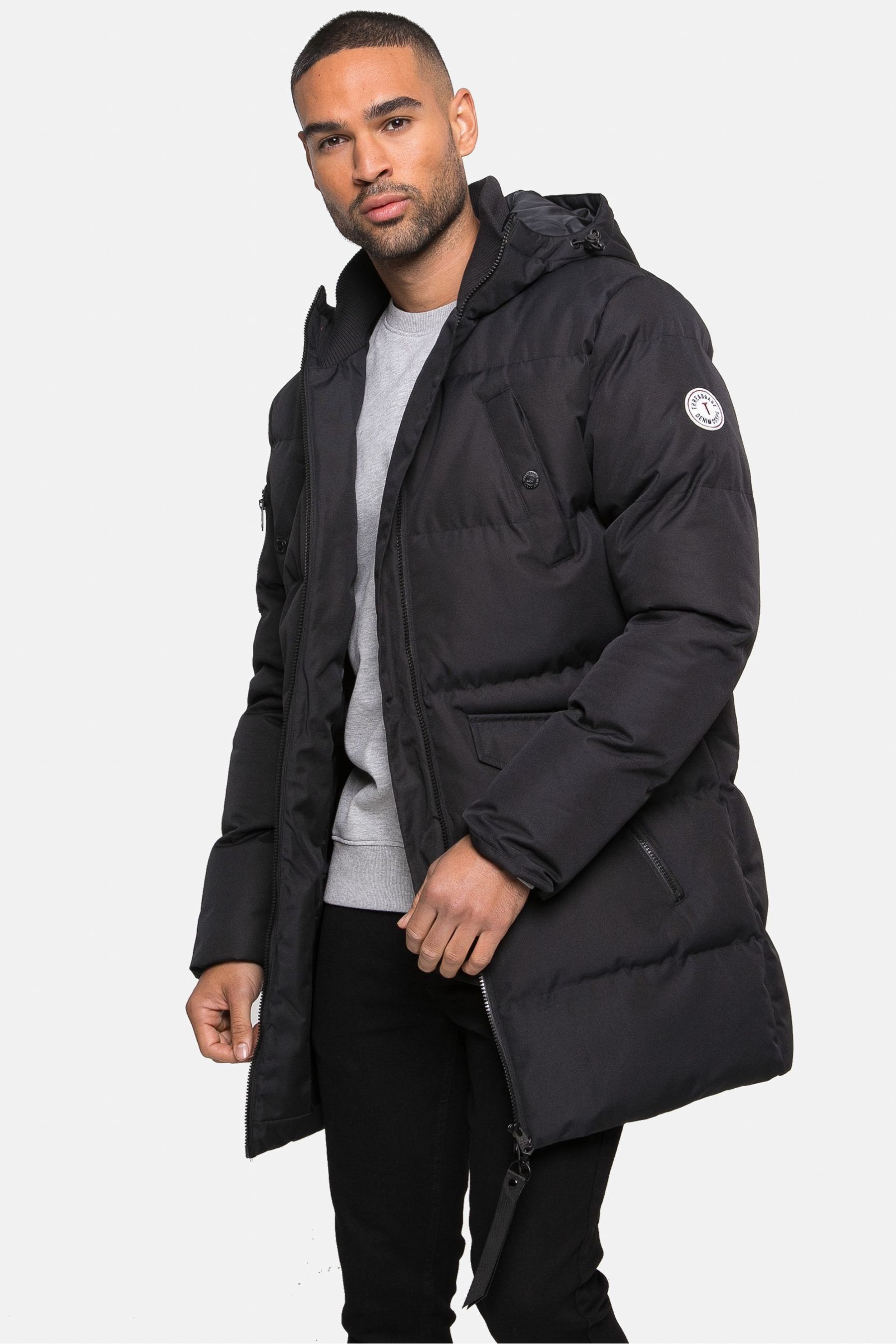 Longline padded hooded jacket hotsell