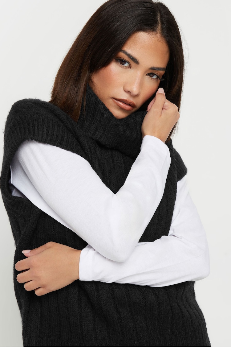 PixieGirl Petite Black Roll Neck Ribbed Vest - Image 2 of 5