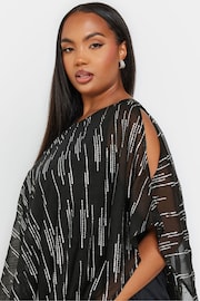 Yours Curve Black Drape Metallic Blouse - Image 4 of 6