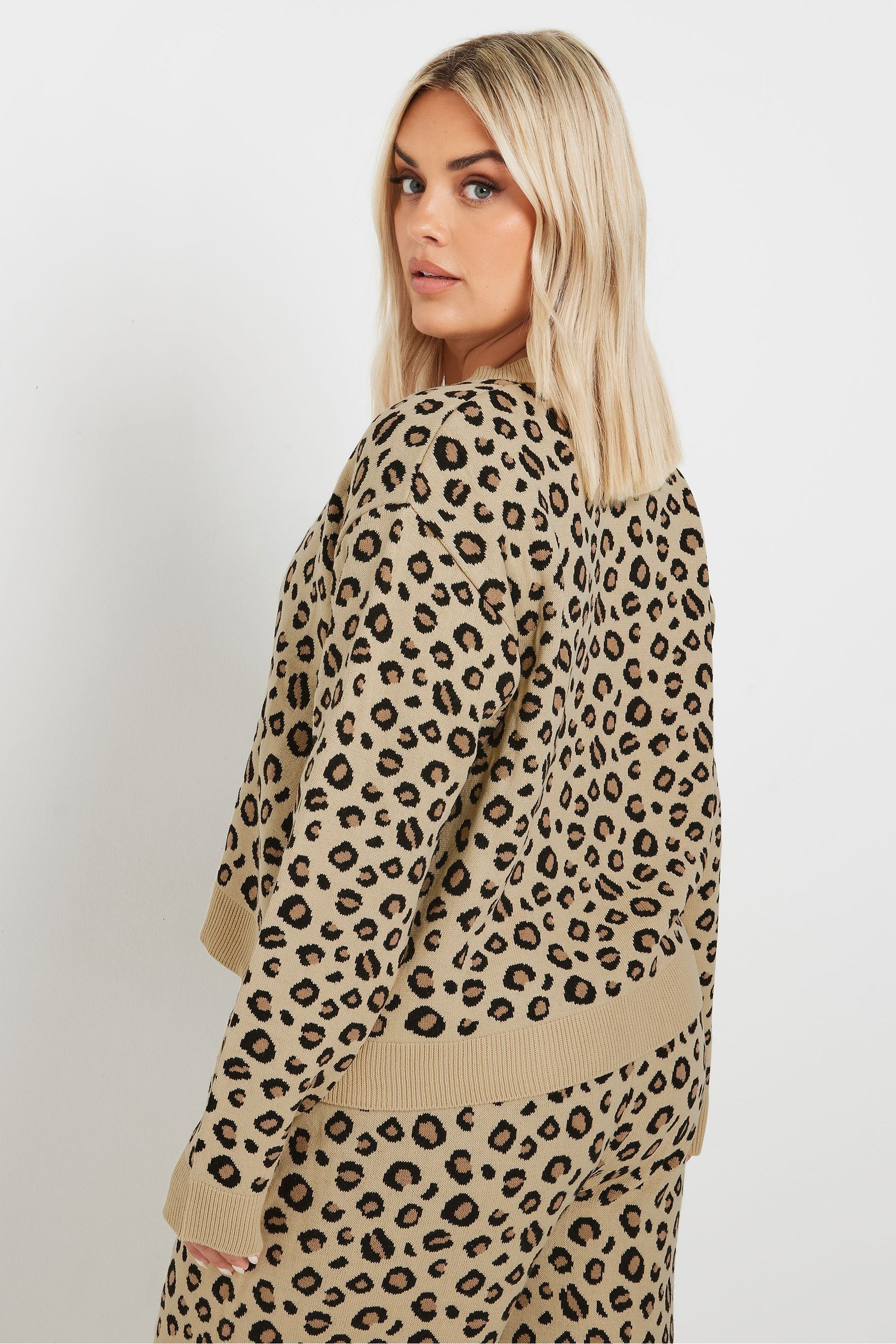 Buy Yours Curve Natural Leopard Print Knitted Cardigan from the Next UK online shop