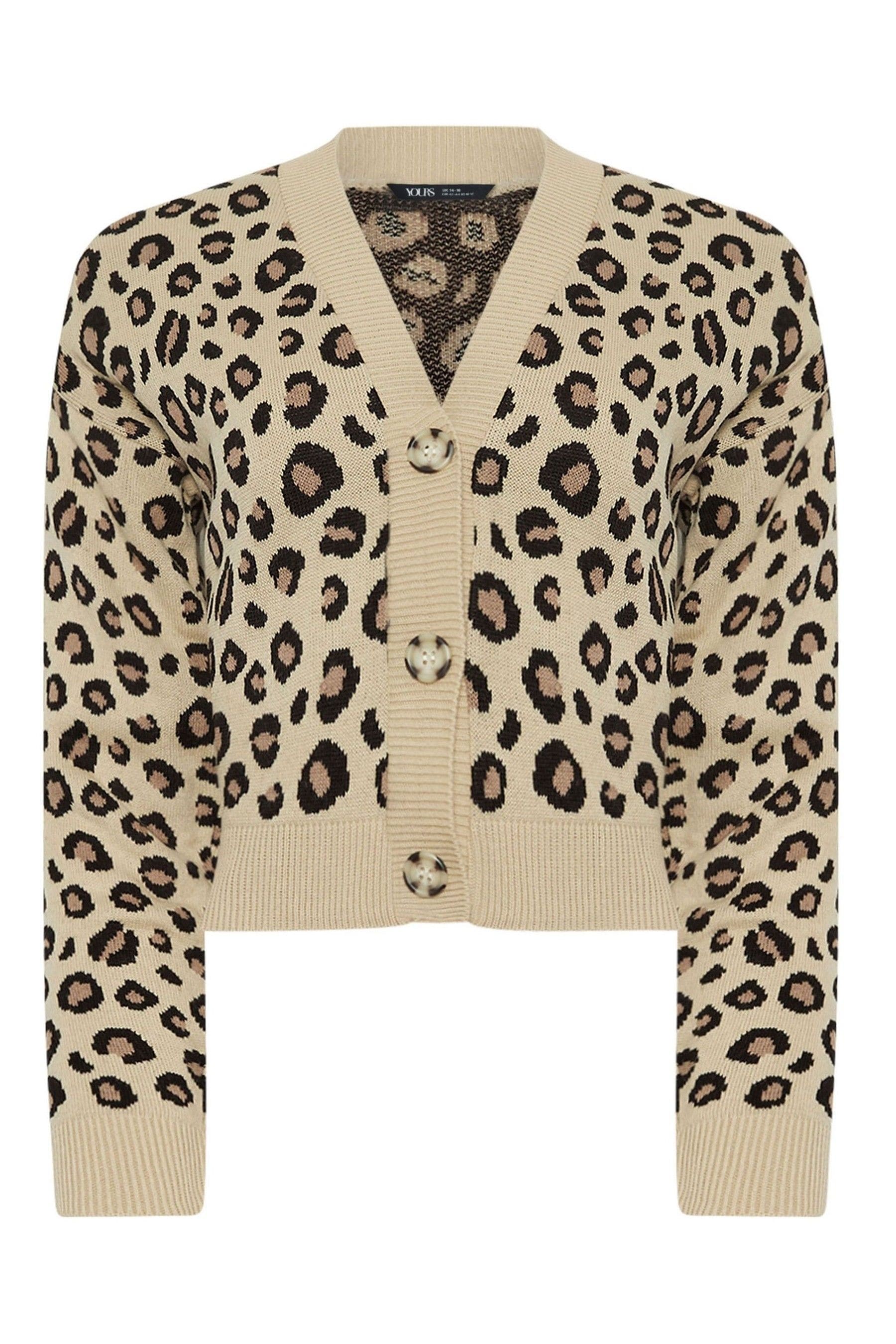 Buy Yours Curve Natural Leopard Print Knitted Cardigan from the Next UK online shop