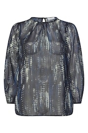 Yours Curve Blue London Metallic Bellow Sleeve Blouse - Image 5 of 5