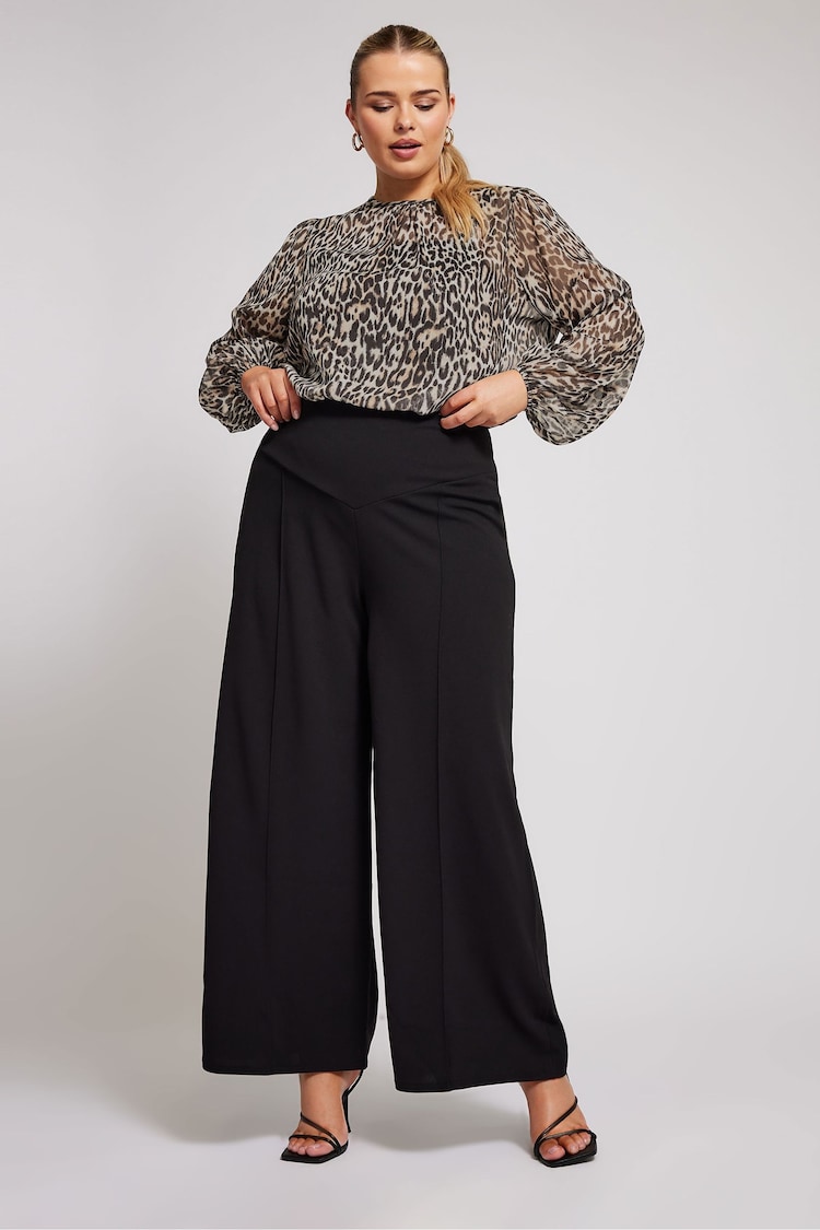 Yours Curve Brown London Metallic Bellow Sleeve Blouse - Image 2 of 6