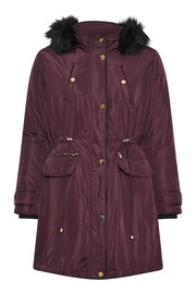 Yours Curve Purple Plush Fur Trim Parka - Image 6 of 6