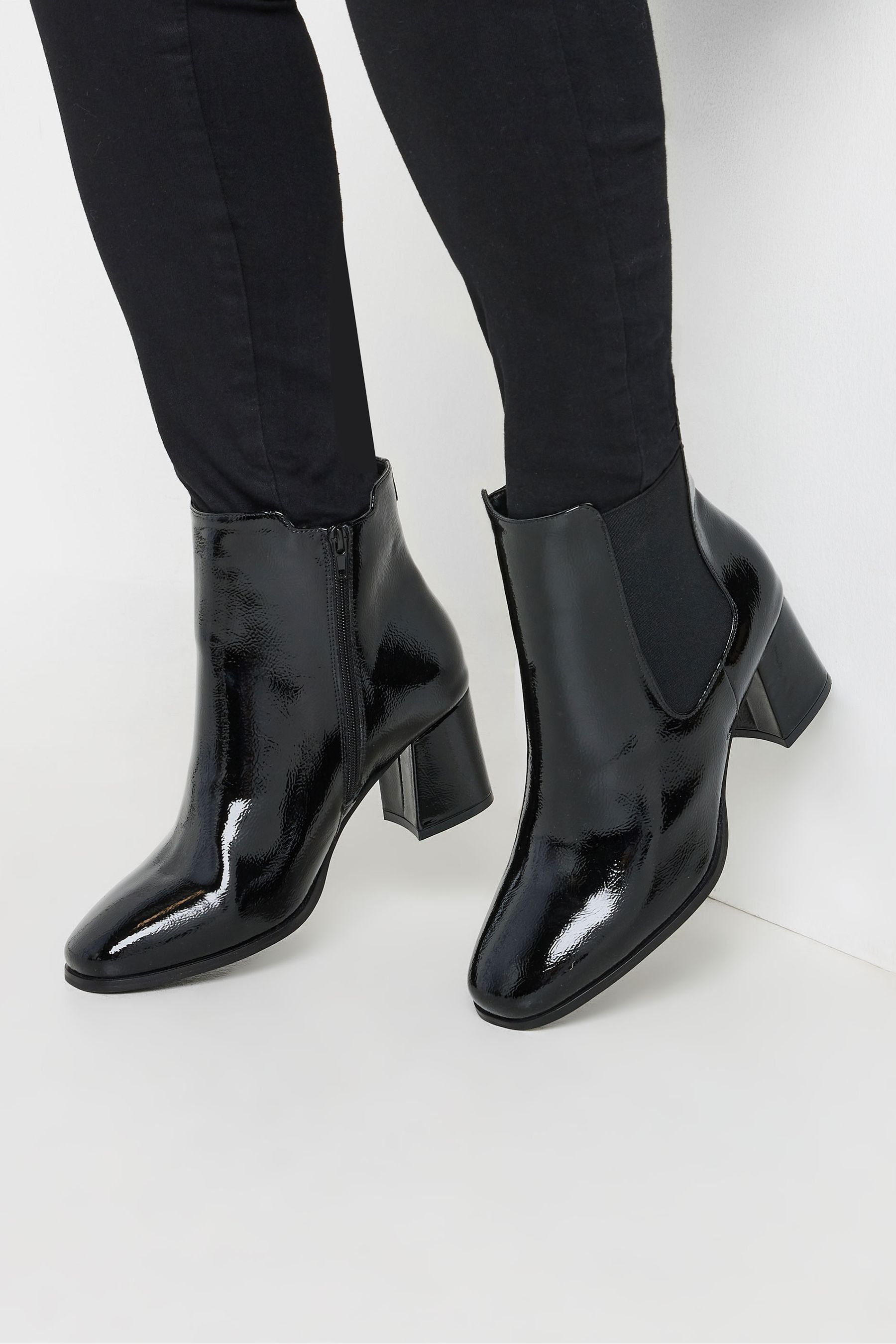 Wide fit patent ankle boots outlet