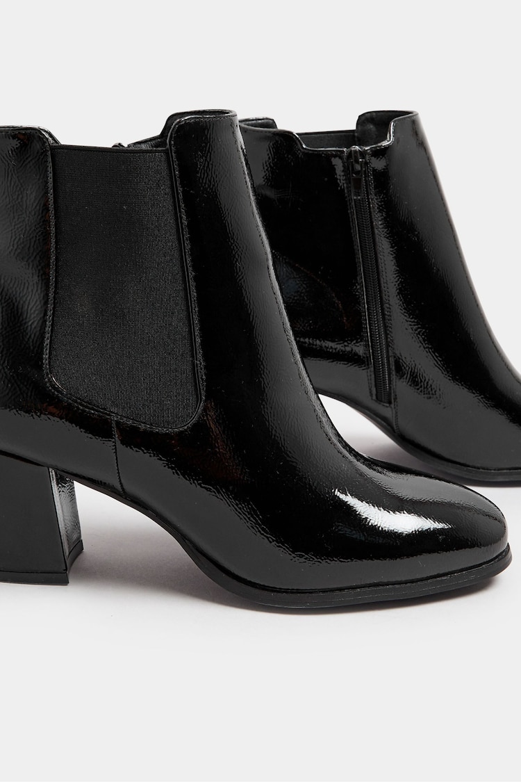 Yours Curve Black Extra Wide Fit Patent Block Chelsea Boots - Image 5 of 5