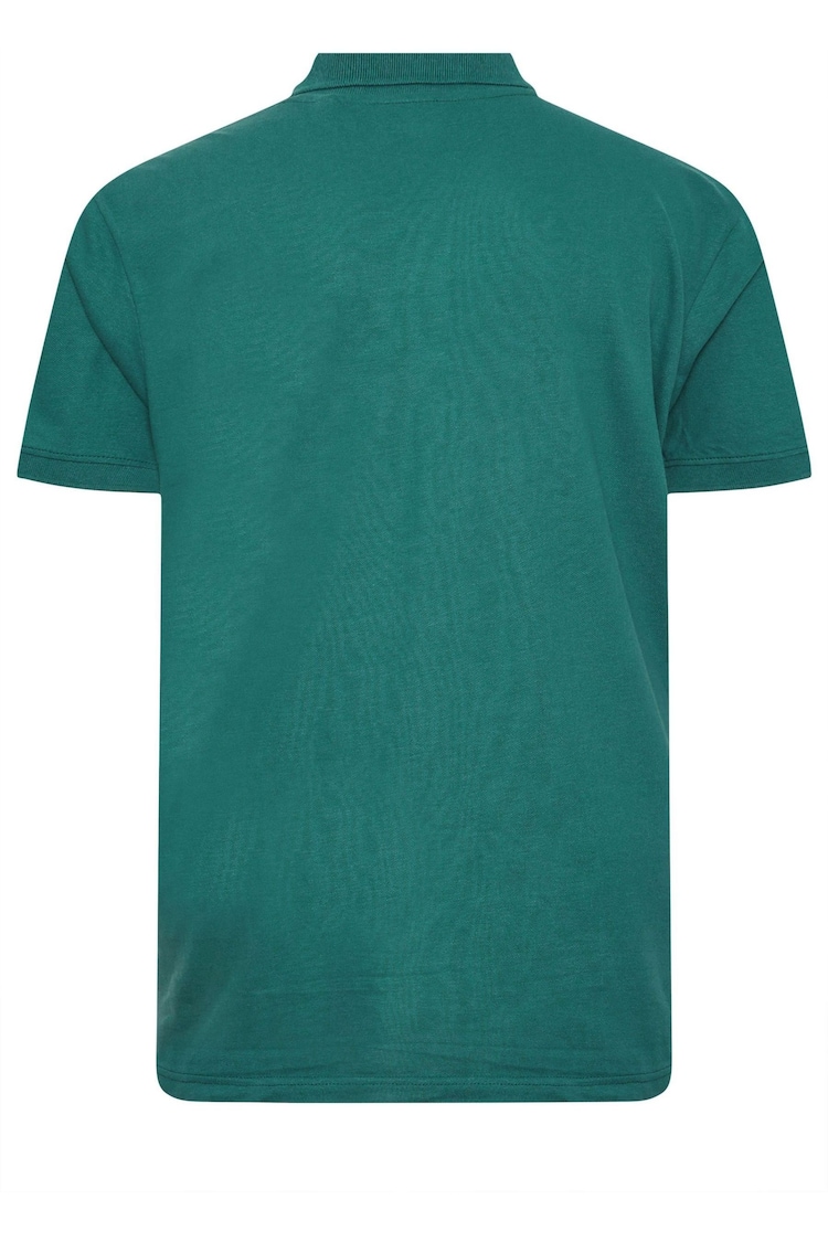 BadRhino Big & Tall Green 100% Cotton Plain Polo Shirt - Image 3 of 3