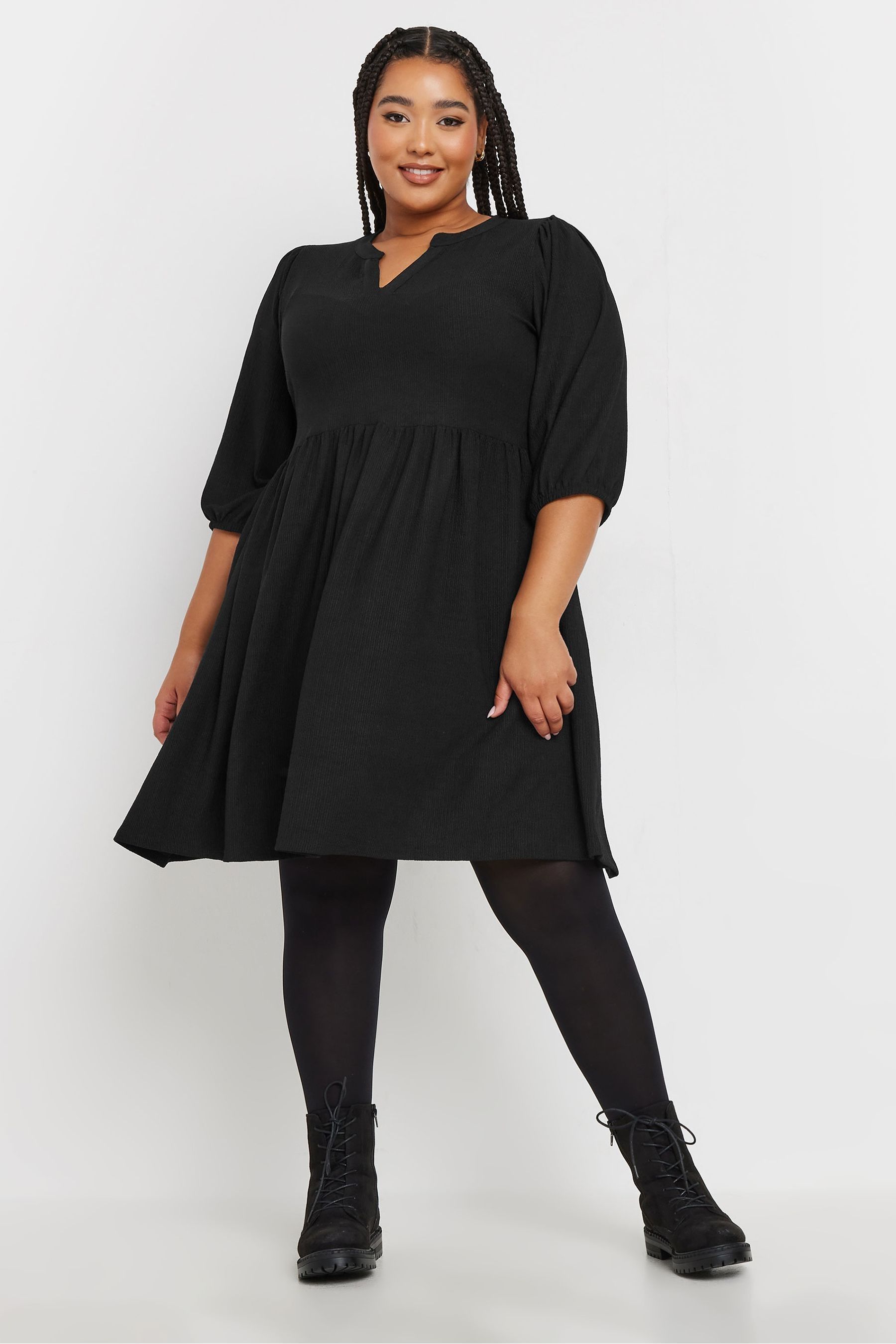 Buy Yours Curve Black Textured Short Dress from the Next UK online shop