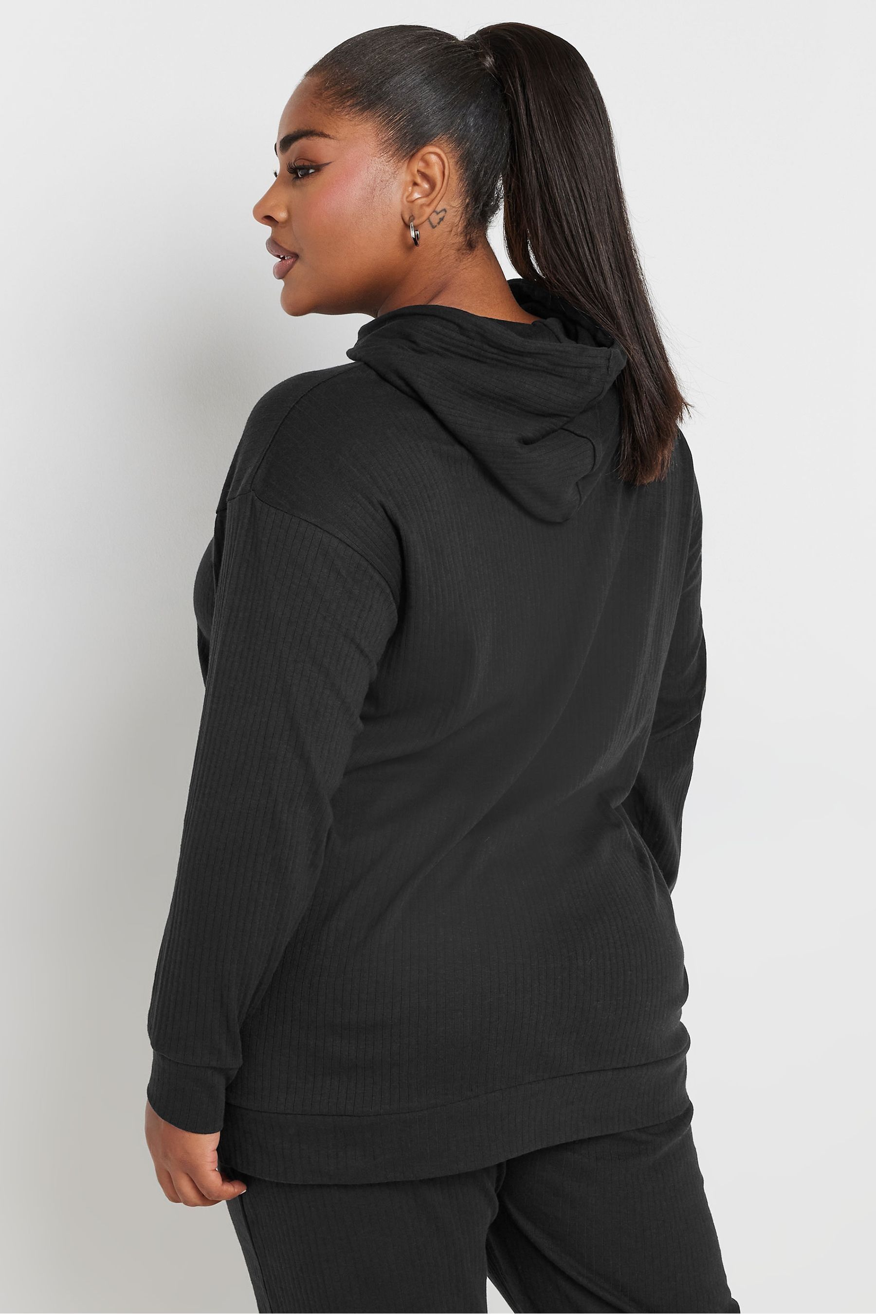 Buy Yours Curve Black Ribbed Hoodie from the Next UK online shop
