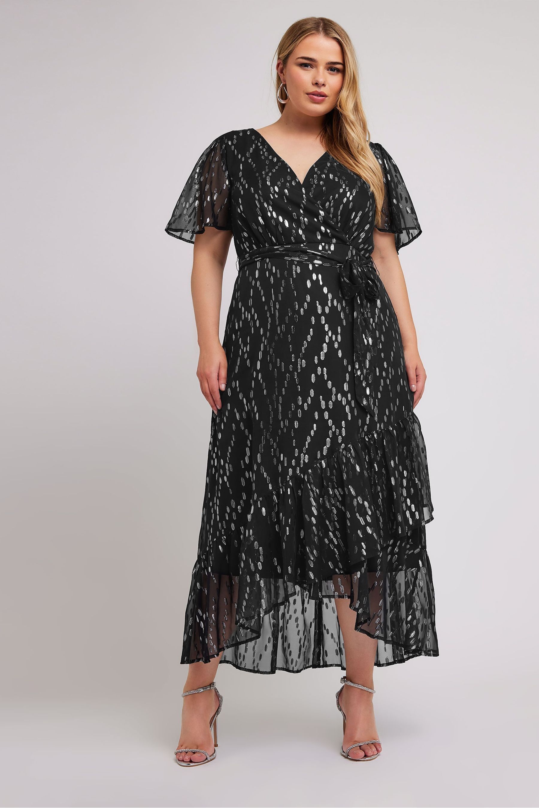 Plus size ruffle wrap dress outlet