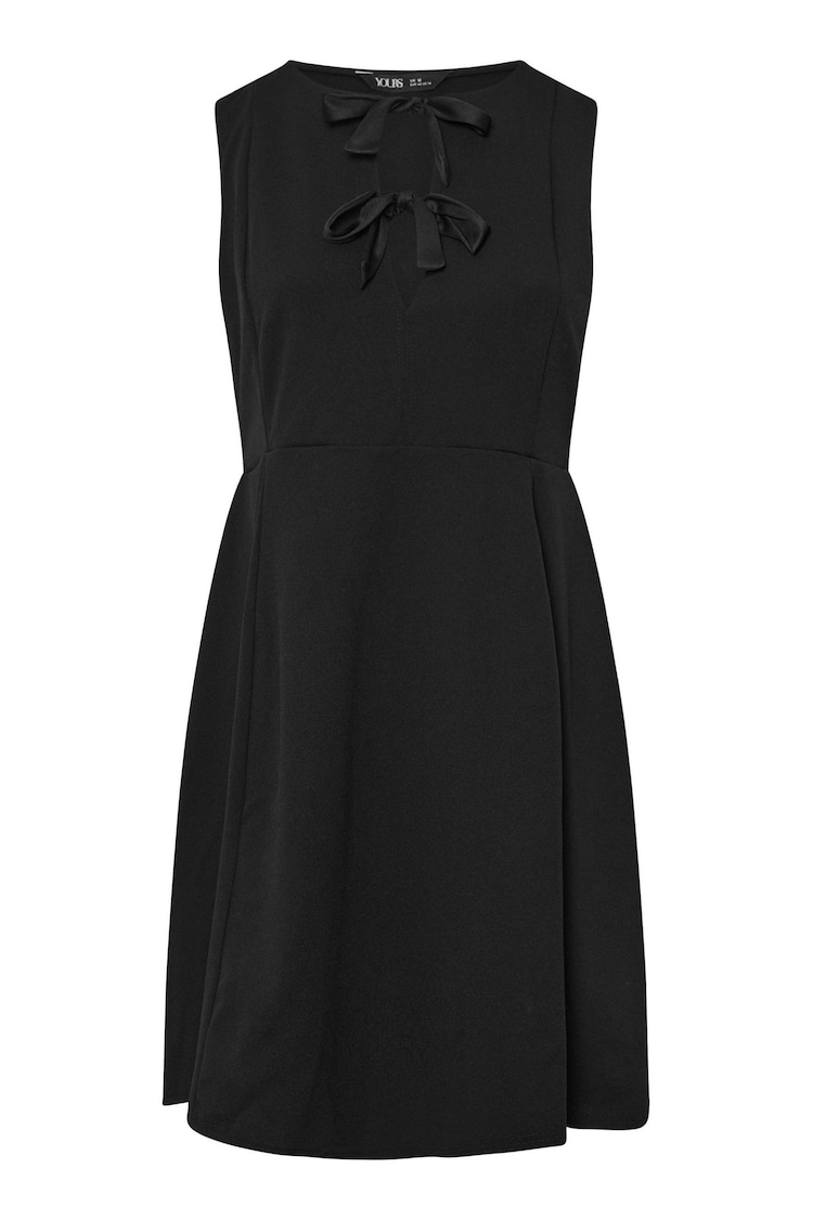 Yours Curve Black Crew Neck Double Bow Scuba Pinafore Dress - Image 1 of 1