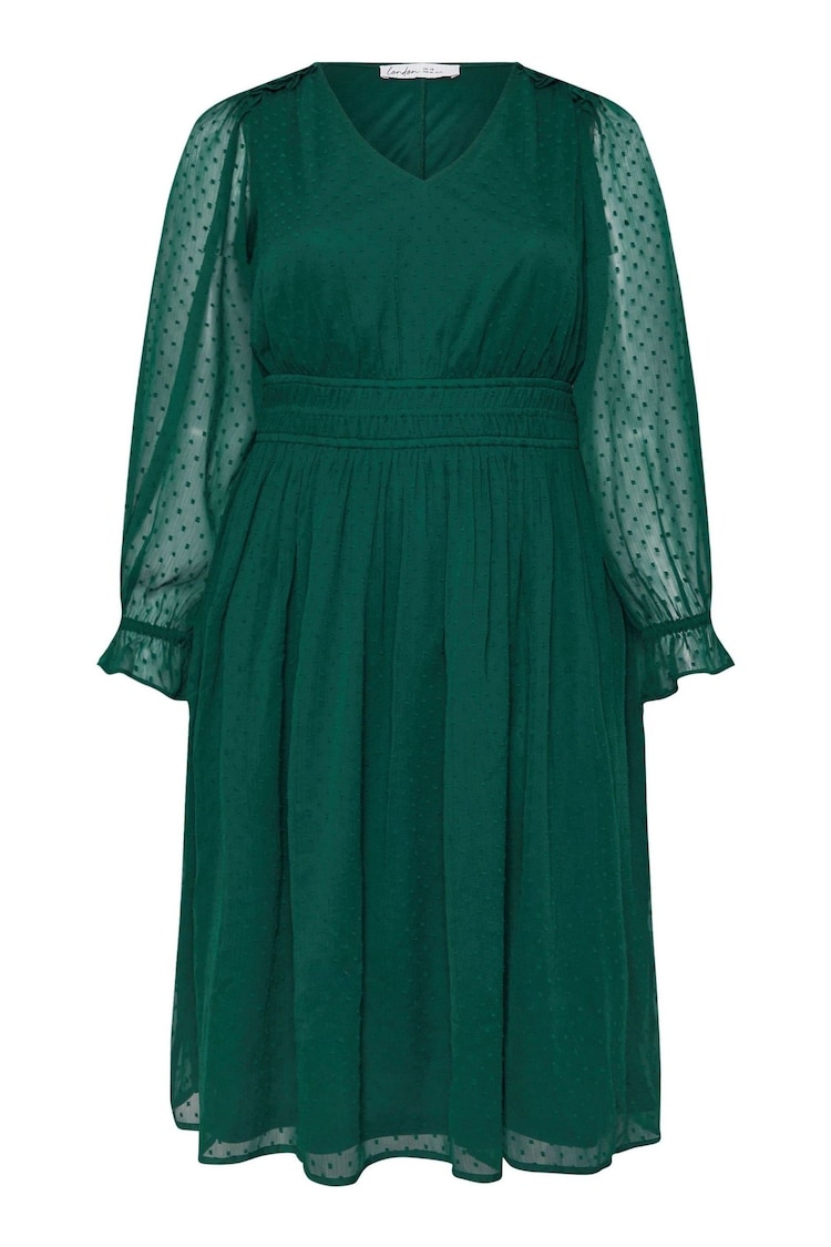 Yours Curve Green London Dobby Shirred Waist Dress - Image 5 of 5