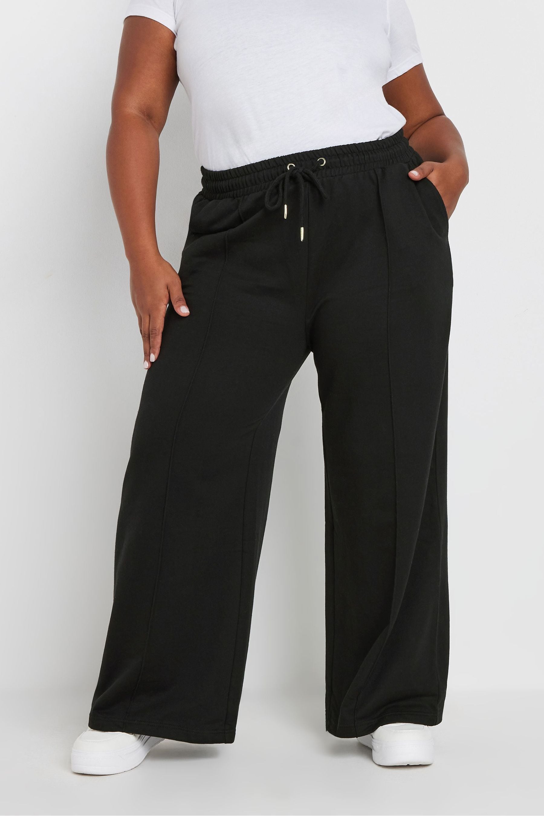 Yours Curve Black Wide Leg Joggers
