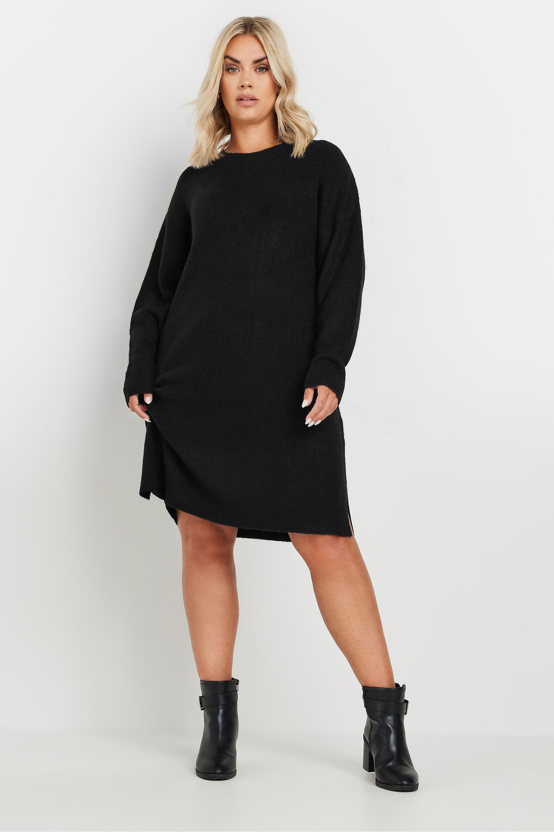 Buy Yours Curve Black Tunic Jumper Dress from the Next UK online shop
