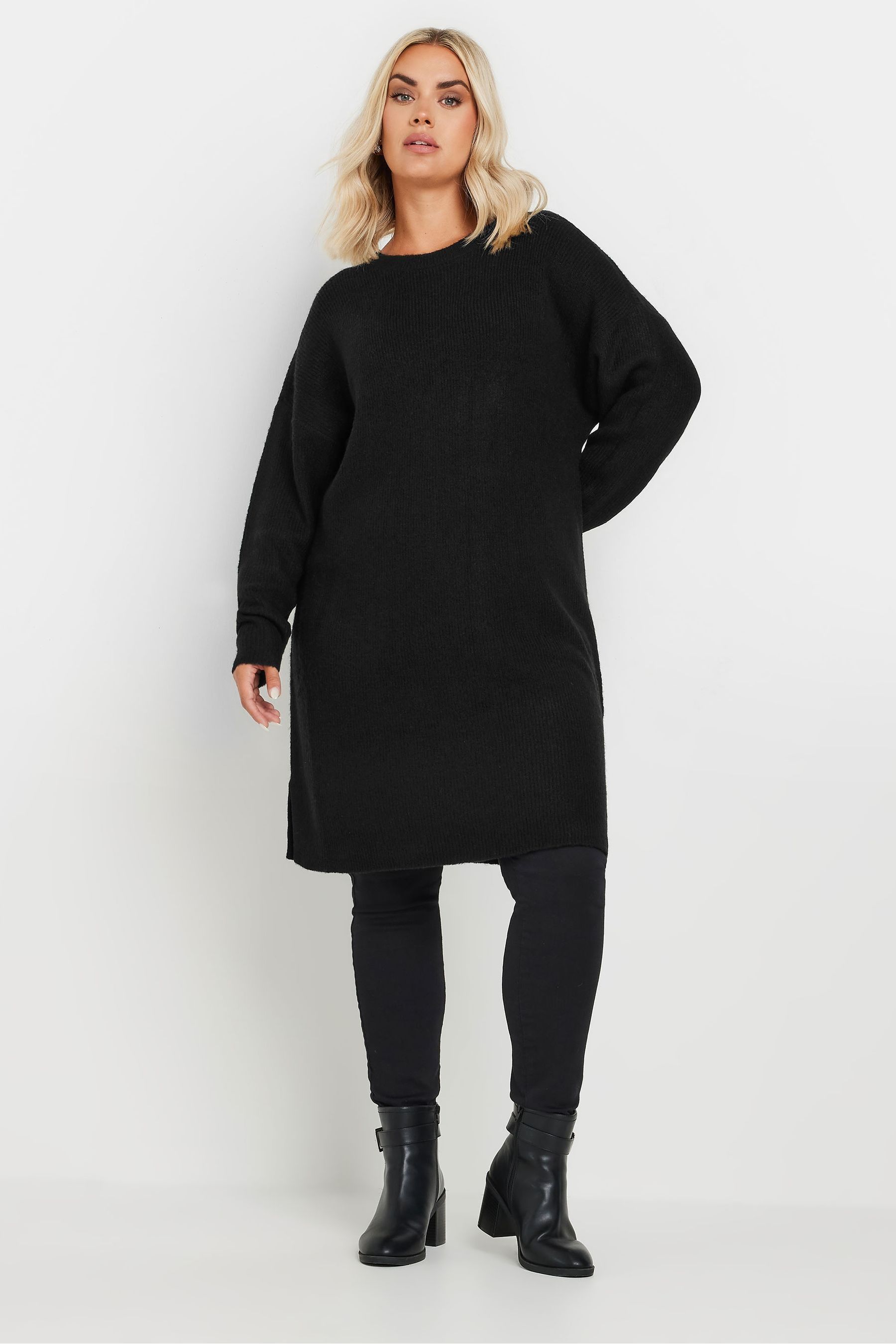 Buy Yours Curve Black Tunic Jumper Dress from the Next UK online shop