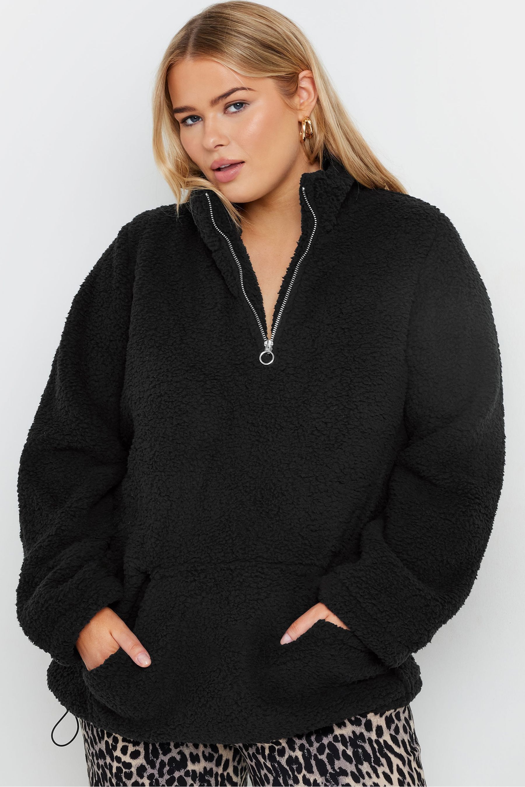 Black half zip sherpa on sale