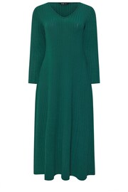 Yours Curve Green Flare Ribbed Dress - Image 5 of 5