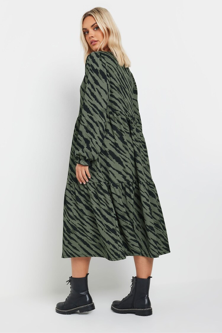 Yours Curve Green Textured Midaxi Frill Dress - Image 2 of 5