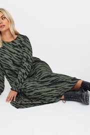 Yours Curve Green Textured Midaxi Frill Dress - Image 3 of 5