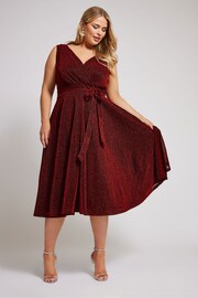 Yours Curve Red London wrap Wrap Skater Dress - Image 3 of 7