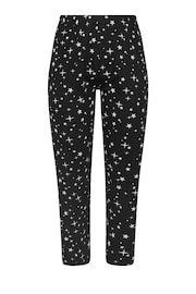 Yours Curve Black 100% Cotton Sparkly Star Wide Pyjamas Pants - Image 5 of 5