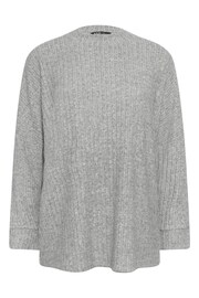 Yours Curve Grey Ribbed Soft Touch Jumper - Image 5 of 5