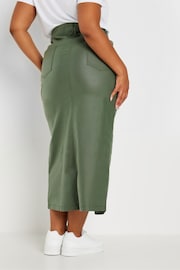 Yours Curve Green Coated Midaxi Front Slit Skirt - Image 3 of 6