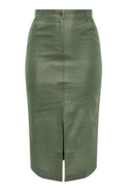 Yours Curve Green Coated Midaxi Front Slit Skirt - Image 6 of 6