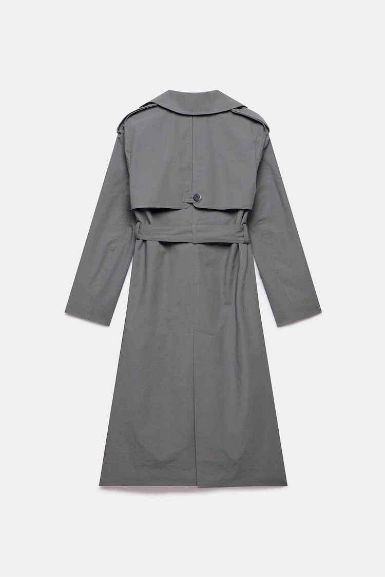 Mint Velvet Grey Relaxed 100% Cotton Trench Coat - Image 4 of 4