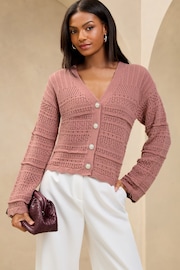 Pink Pretty Stitch Knit Cardigan - Image 1 of 4