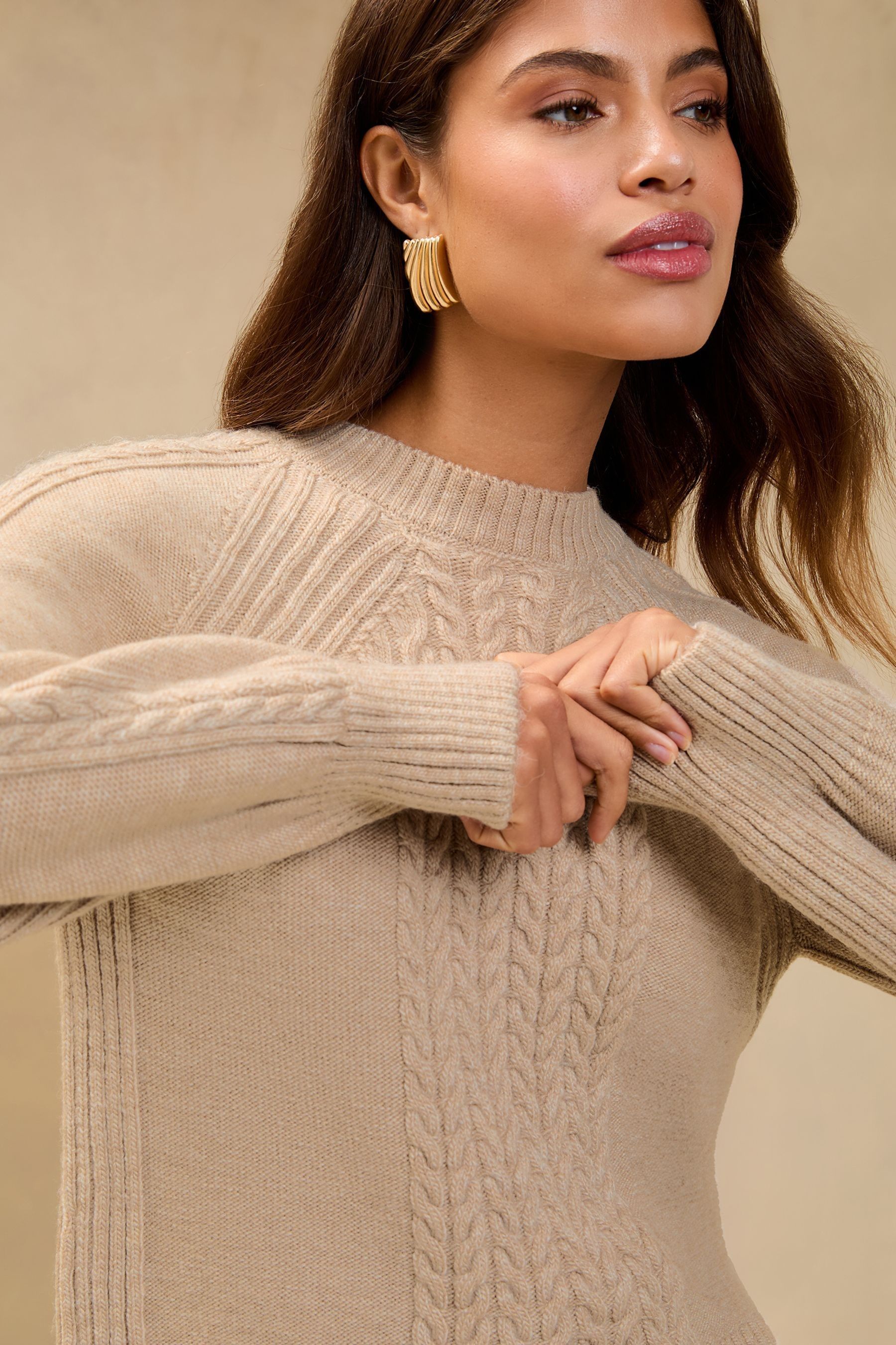 Turtle neck cable knit jumper on sale