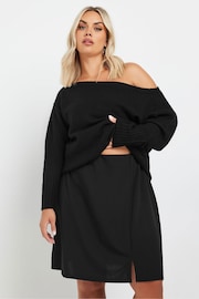 Yours Curve Black Scuba Slit Mini Skirt - Image 1 of 5